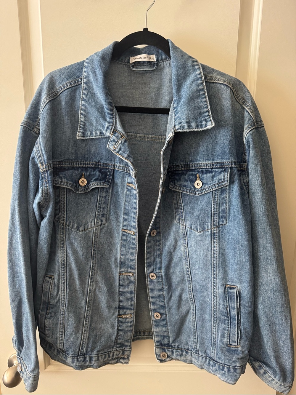CantonWalker XL Oversized Light Wash Denim Jean Jacket